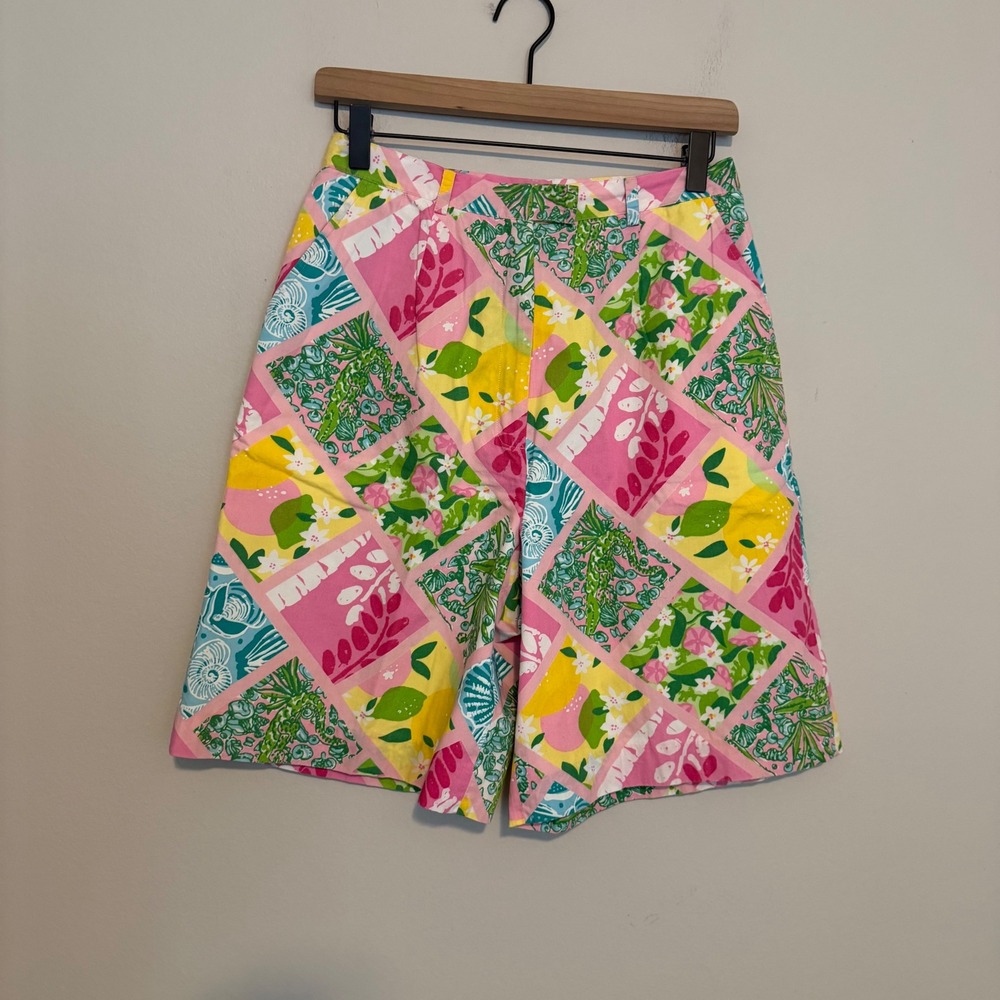 Vintage Lilly Pulitzer White Tag Bermuda shorts patchwork ‎ 8 cotton golf preppy